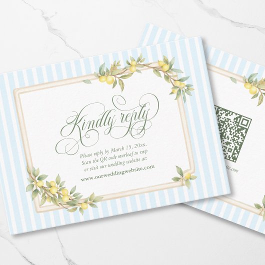 Carte D'accompagnement Code QR de réponse pour un mariage côtier au citro