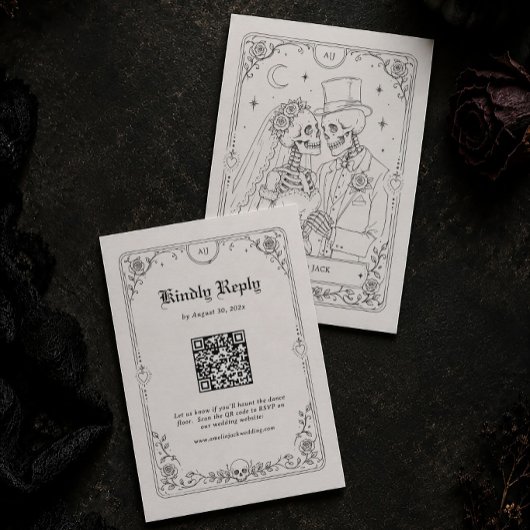 Carte D'accompagnement Code QR de réponse pour un mariage gothique Hallow