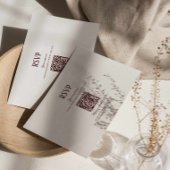 Carte D'accompagnement Code QR de réponse pour un mariage moderne rétro e