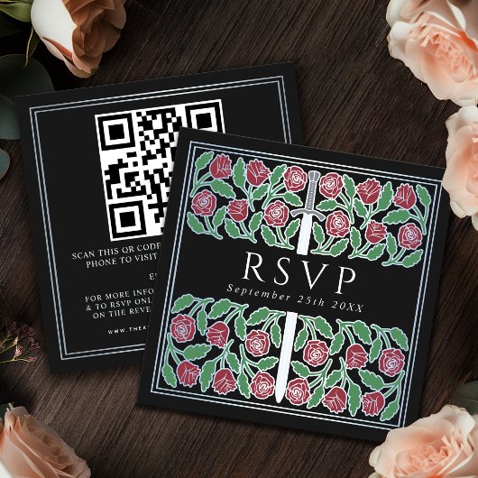 Carte D'accompagnement Code QR de réponse pour un mariage royal avec moti