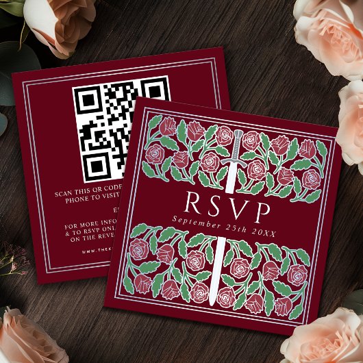 Carte D'accompagnement Code QR de réponse pour un mariage royal avec moti