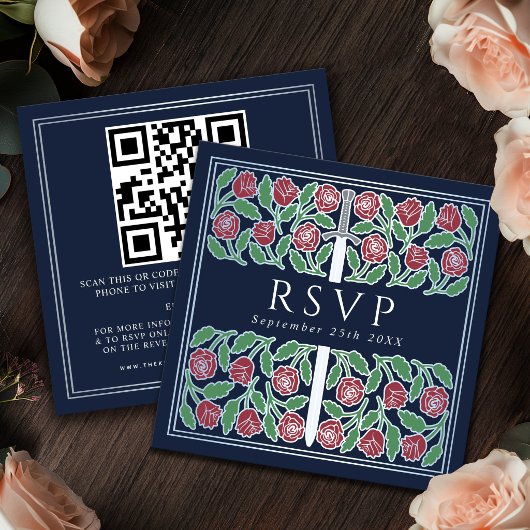 Carte D'accompagnement Code QR de réponse pour un mariage royal avec moti