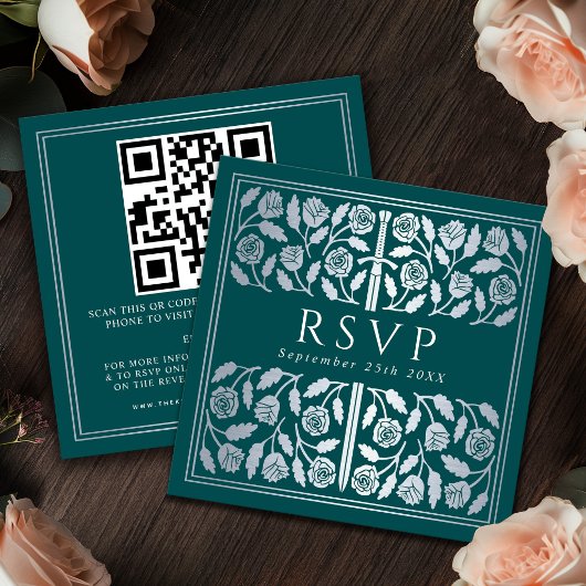 Carte D'accompagnement Code QR de réponse pour un mariage royal avec une