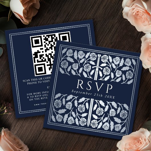 Carte D'accompagnement Code QR de réponse pour un mariage royal avec une