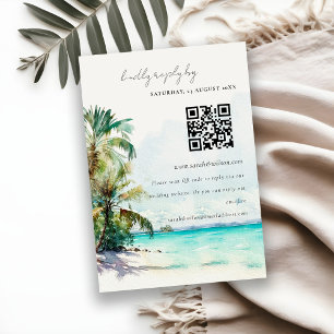 Carte D'accompagnement Code QR de réponse pour un mariage sur une plage t