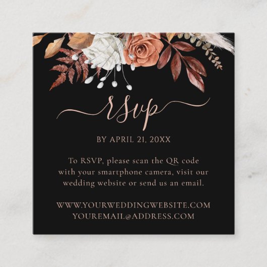 Carte D'accompagnement Code QR de réponse pour un site web de mariage flo (Devant)