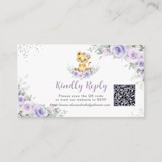 Carte D'accompagnement Code QR de réponse pour une baby shower avec un li (Devant)