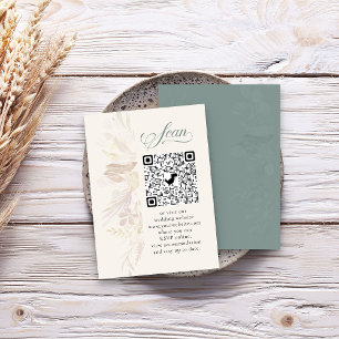 Carte D'accompagnement Code QR de RSVP en ligne de botanique vert sauge