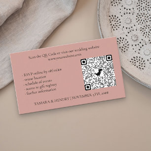 Carte D'accompagnement Code QR de RSVP en ligne Rose Gold pour mariage
