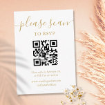 Carte D'accompagnement Code QR de script or simple RSVP<br><div class="desc">Une carte de boîtier RSVP en or simple et élégante,  avec votre propre code QR et les détails du site web mariage définis en typographie chic. Conçu par Thisisnotme©</div>