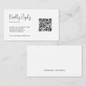 Carte D'accompagnement Code QR de script simple Mariage RSVP (Devant / Derrière)