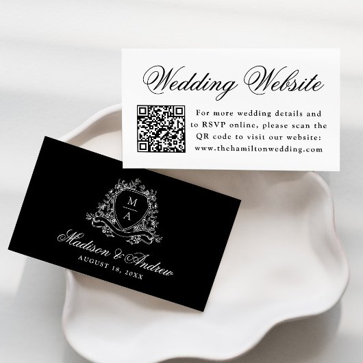 Carte D'accompagnement Code QR de site web de mariage à armoiries florale