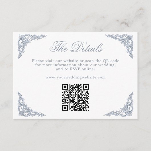 Carte D'accompagnement Code QR de site Web de mariage à défilement réguli (Devant)
