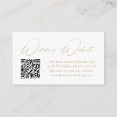 Carte D'accompagnement Code QR de site web de mariage avec écriture dorée (Devant)