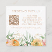 Carte D'accompagnement Code QR de site Web de mariage avec photo florale (Devant)