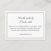 Carte D'accompagnement Code QR de site Web de mariage chic noir et blanc (Devant)