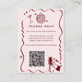 Carte D'accompagnement Code QR de site Web de mariage | Doodle Rétro Fant (Devant)