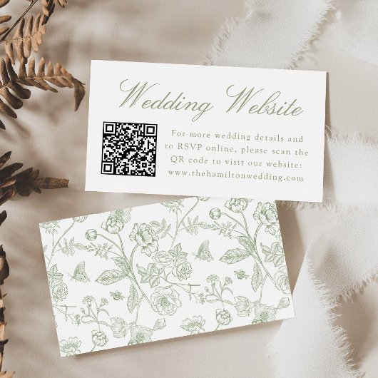 Carte D'accompagnement Code QR de site web de mariage élégant à motifs ch