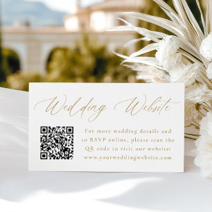 Carte D'accompagnement Code QR de site web de mariage en calligraphie dor