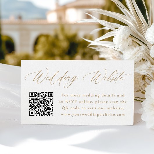 Carte D'accompagnement Code QR de site web de mariage en calligraphie dor