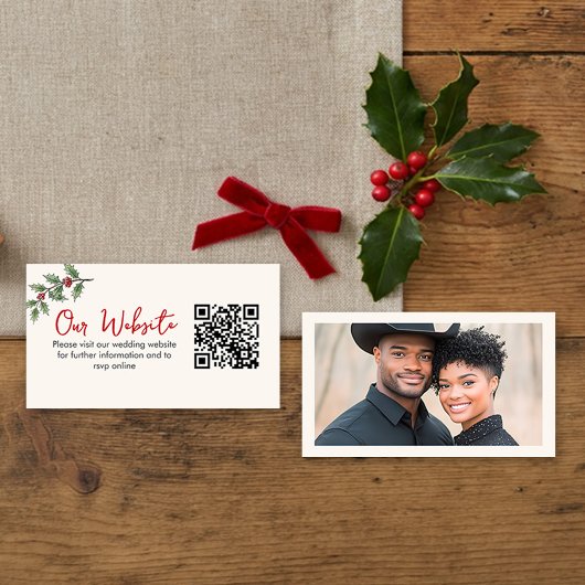 Carte D'accompagnement Code QR de site Web de mariage fantaisiste pour le