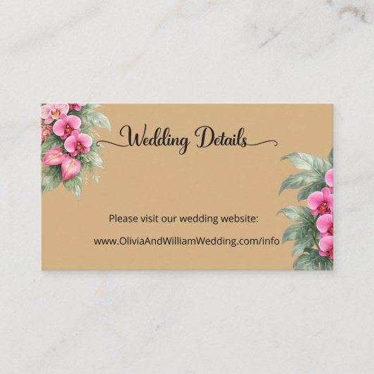 Carte D'accompagnement Code QR de site web de mariage floral tropical inc (Devant)
