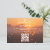 Carte D'accompagnement Code QR de site web de mariage rustique au coucher (Debout devant)