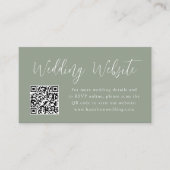 Carte D'accompagnement Code QR de site web de mariage vert sauge Simple S (Devant)