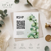 Carte D'accompagnement Code QR de verdure simple d'eucalyptus pour RSVP d