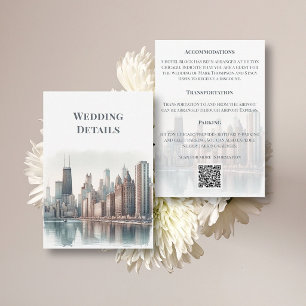 Carte D'accompagnement Code QR des détails de mariage à l'aquarelle de la