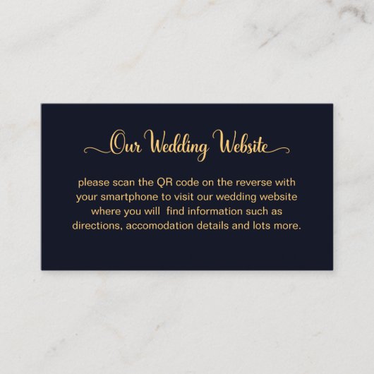 Carte D'accompagnement Code QR des détails de mariage Calligraphie Noir O (Devant)