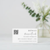 Carte D'accompagnement Code QR des détails de mariage de style minimalist (Debout devant)