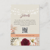 Carte D'accompagnement Code QR des détails de mariage floral (Devant)