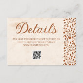 Carte D'accompagnement code QR des détails de mariage mexicain beige (Devant)