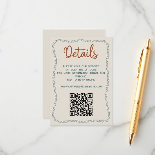 Carte D'accompagnement Code QR des détails de mariage rustique occidental (Devant/Arrière en situation)