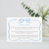 Carte D'accompagnement Code QR des détails du mariage Coquette Blue Bow (Debout devant)