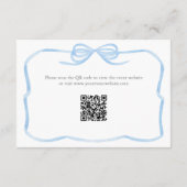 Carte D'accompagnement Code QR des détails du mariage Coquette Blue Bow (Dos)