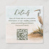 Carte D'accompagnement Code QR des détails du mariage Egret Boho Côté Mer (Devant)