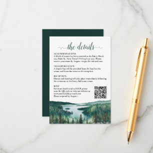 Carte D'accompagnement Code QR des détails du mariage rustique au lac Tah