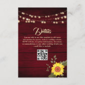 Carte D'accompagnement Code QR des détails du mariage Sunflower (Devant)