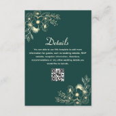 Carte D'accompagnement Code QR des détails du mariage Vert Émeraude (Devant)