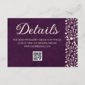 Carte D'accompagnement Code QR des détails du mariage violet mexicain (Devant)