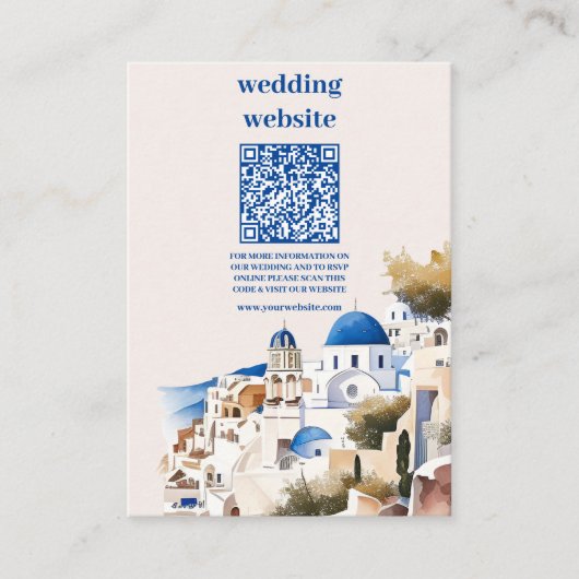 Carte D'accompagnement Code QR Destination Grèce Mariage Santorini (Devant)