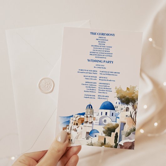 Carte D'accompagnement Code QR Destination Grèce Mariage Santorini