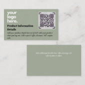 Carte D'accompagnement Code QR Détails de la garantie d'emballage du prod (Devant / Derrière)