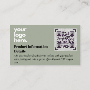 Carte D'accompagnement Code QR Détails de la garantie d'emballage du prod