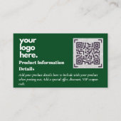 Carte D'accompagnement Code QR Détails de la garantie d'emballage du prod (Devant)