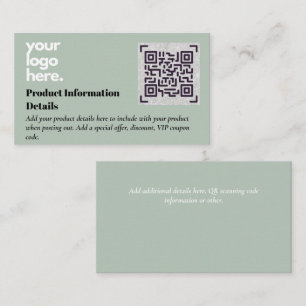 Carte D'accompagnement Code QR Détails de la garantie d'emballage du prod