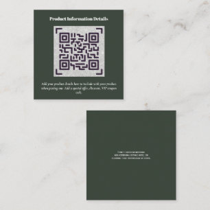 Carte D'accompagnement Code QR Détails de la garantie d'emballage du prod