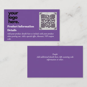 Carte D'accompagnement Code QR Détails de la garantie d'emballage du prod